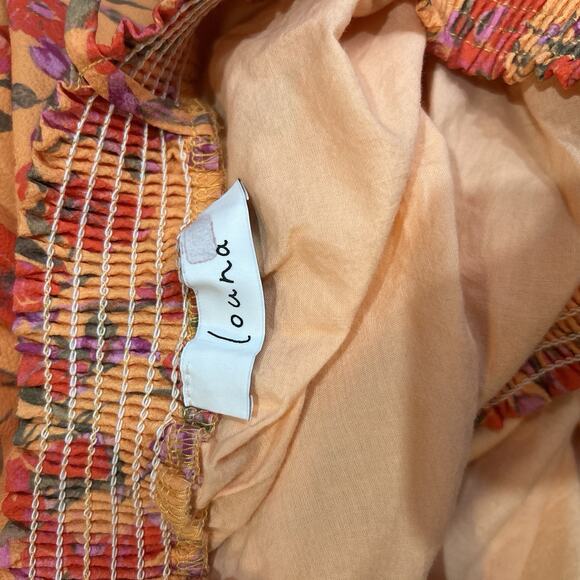 Louna Coral Floral Mini Dress Tie Back Beach Resort Women's Size XS Orange - Picture 7 of 11